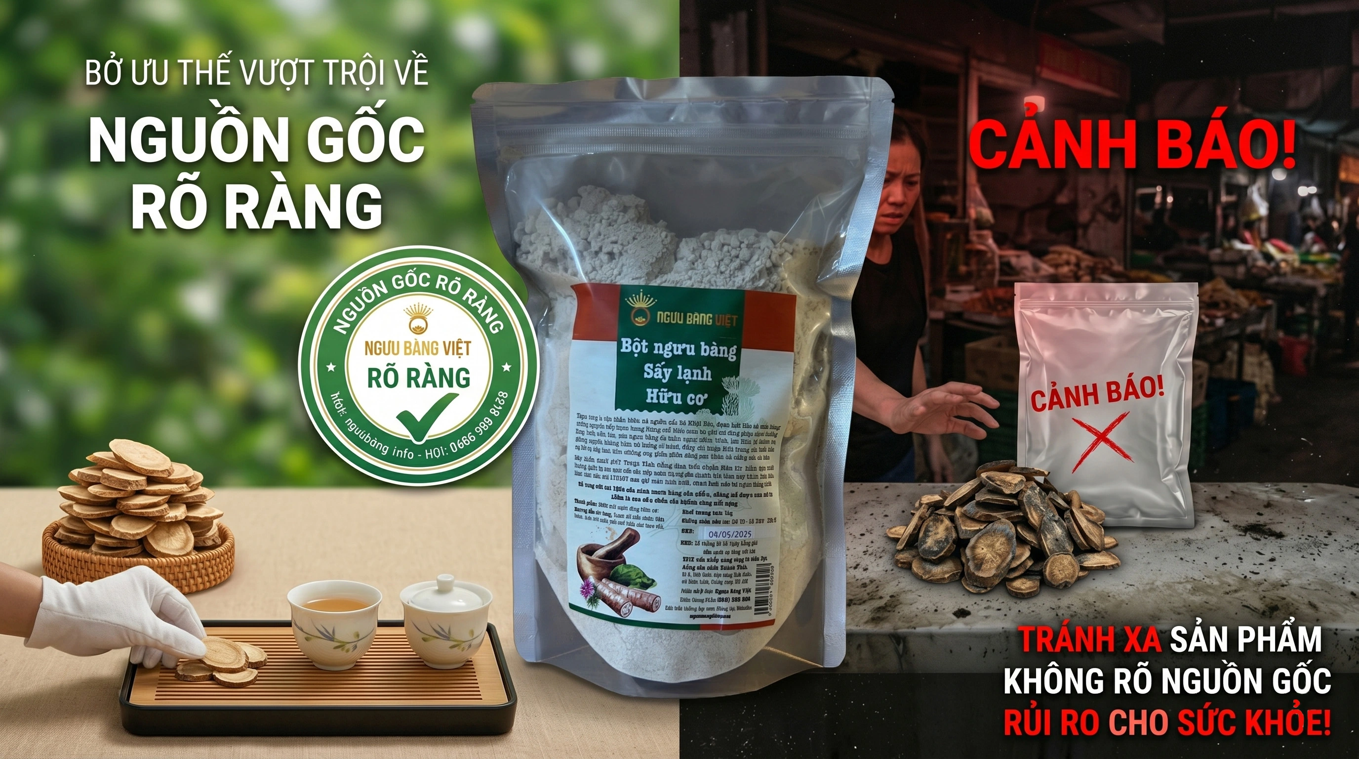 Ngưu bàng không rõ nguồn gốc xuất xứ — nguy cơ tác dụng phụ từ dư lượng thuốc