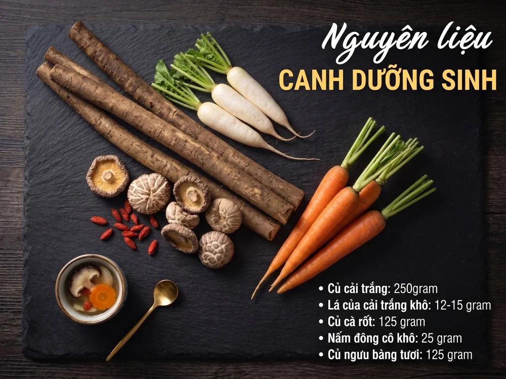 Nguyên liệu canh dưỡng sinh Ohsawa ngưu bàng củ cải trắng cà rốt nấm đông cô đầy đủ 5 loại